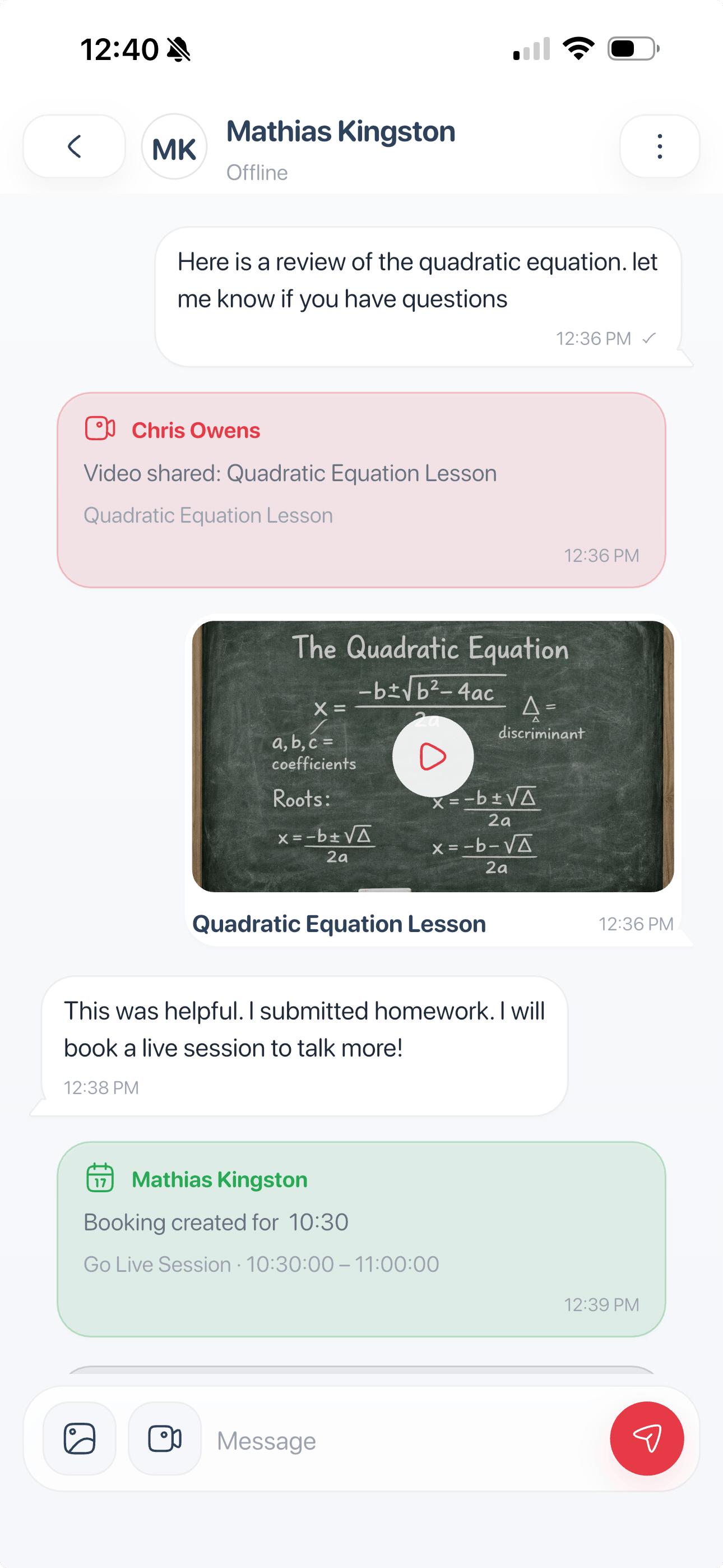 Shows the Trainer Athlete Audit log the parent can use to monitor interactions